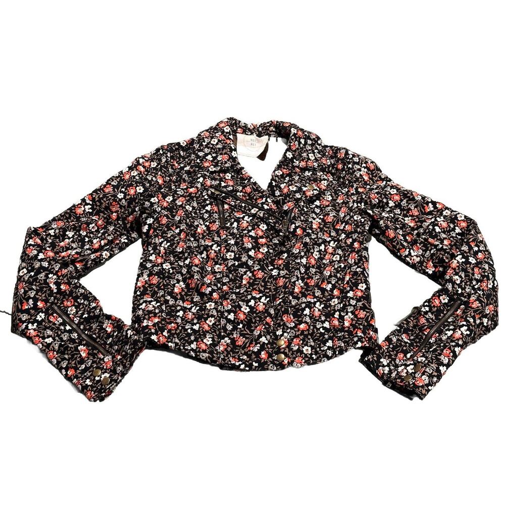 Hei Hei Jacket Womens US 2 Tinsley Floral Moto Zip Cropped Fitted Anthropologie